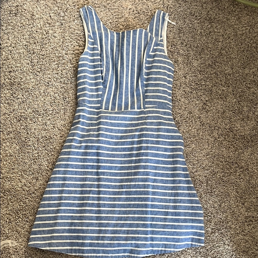 Vineyard Vines Blue and White Mini Sundress Sleeveless Scoop Neck